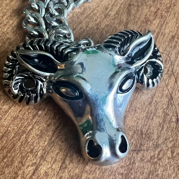 Hot Topic Punk, Metallic Fantasy Silver Goat Necklace - Picture 2 of 3